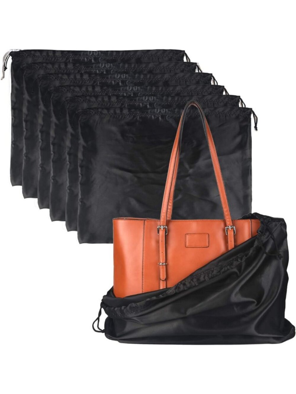 Set of 6 Silk Dust Cover Bags with Drawstring for Handbags, Purses & Shoes